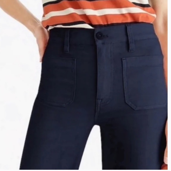 J. Crew Women's Point Sur Washed Wide-Leg Crop Navy Blue Pant Size 29 - Picture 4 of 15